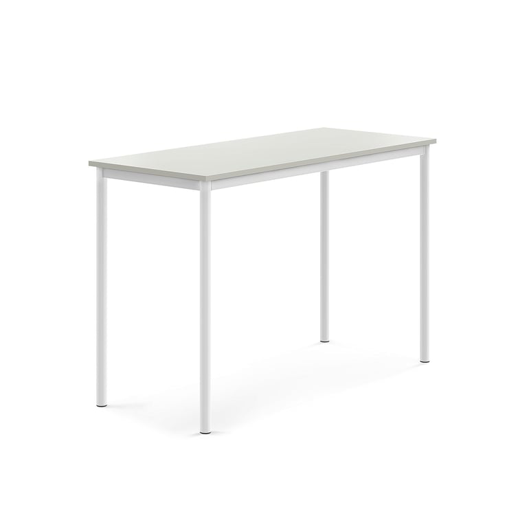Levně Stůl BORÅS, 1400x600x900 mm, bílé nohy, HPL deska, šedá