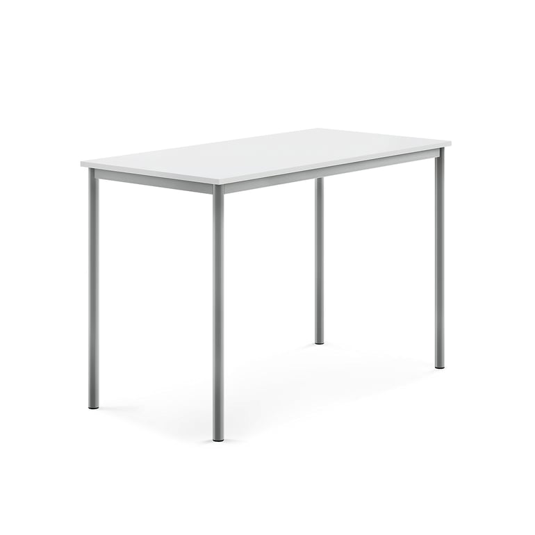 Levně Stůl BORÅS, 1400x700x900 mm, stříbrné nohy, HPL deska, bílá