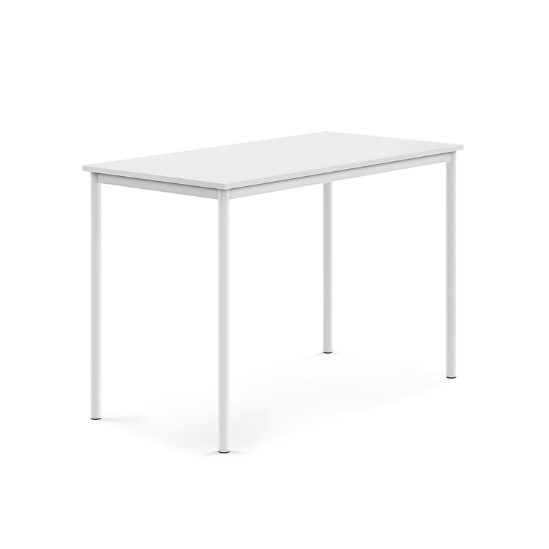 Levně Stůl BORÅS, 1400x700x900 mm, bílé nohy, HPL deska, bílá