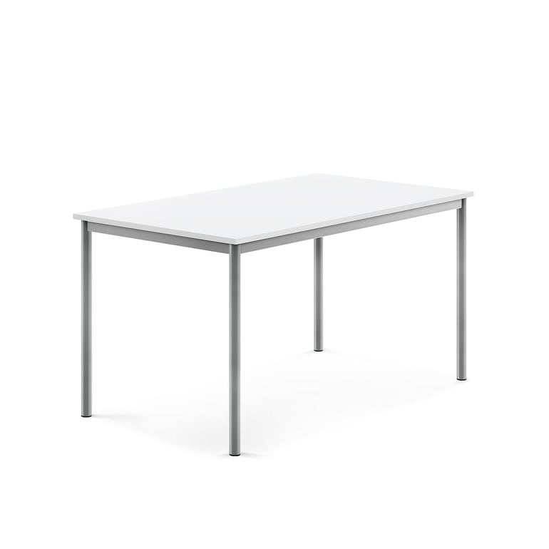 Levně Stůl BORÅS, 1400x800x720 mm, stříbrné nohy, HPL deska, bílá