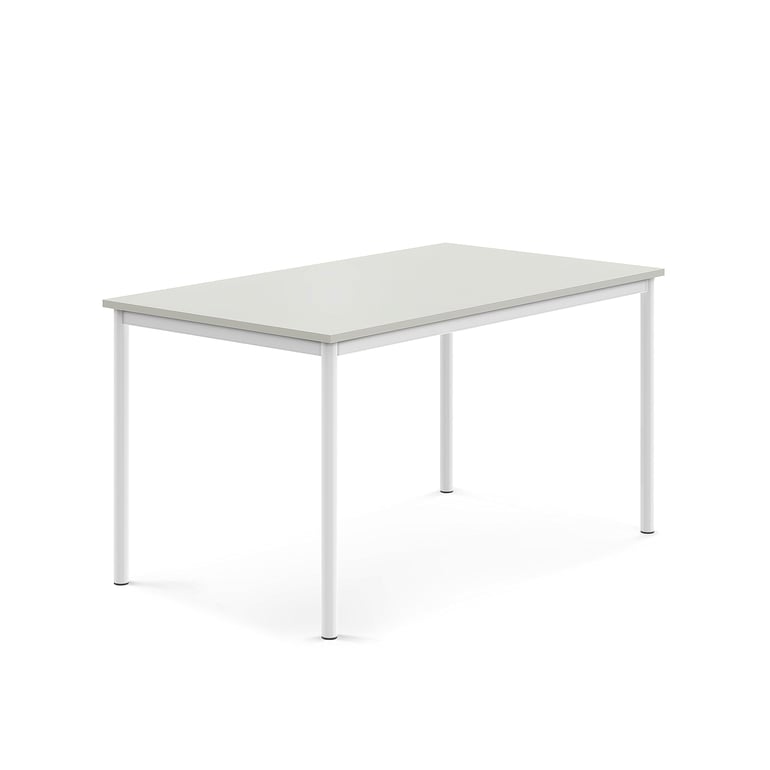Levně Stůl BORÅS, 1400x800x720 mm, bílé nohy, HPL deska, šedá
