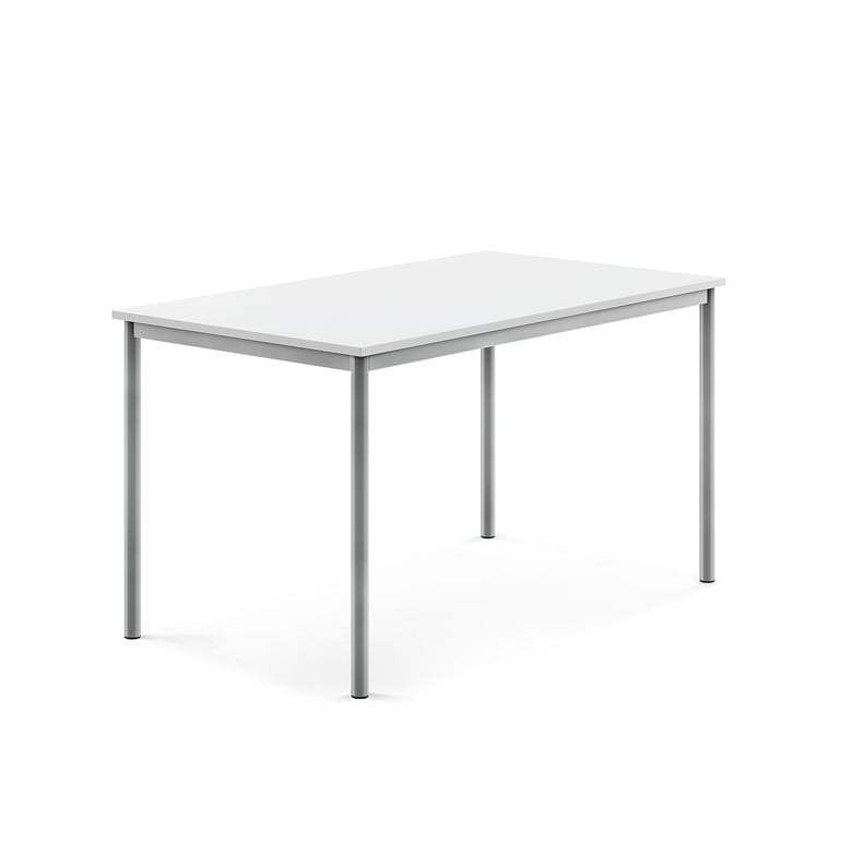 Levně Stůl BORÅS, 1400x800x760 mm, stříbrné nohy, HPL deska, bílá