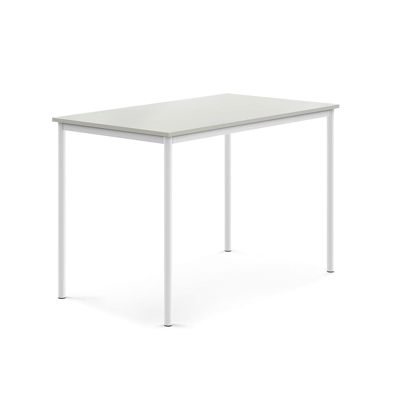Levně Stůl BORÅS, 1400x800x900 mm, bílé nohy, HPL deska, šedá