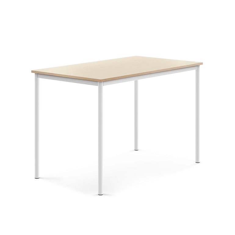 Levně Stůl BORÅS, 1400x800x900 mm, bílé nohy, HPL deska, bříza