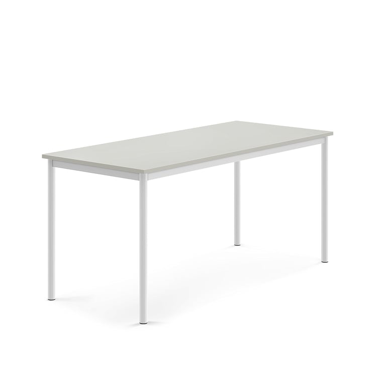 Levně Stůl BORÅS, 1600x700x720 mm, bílé nohy, HPL deska, šedá