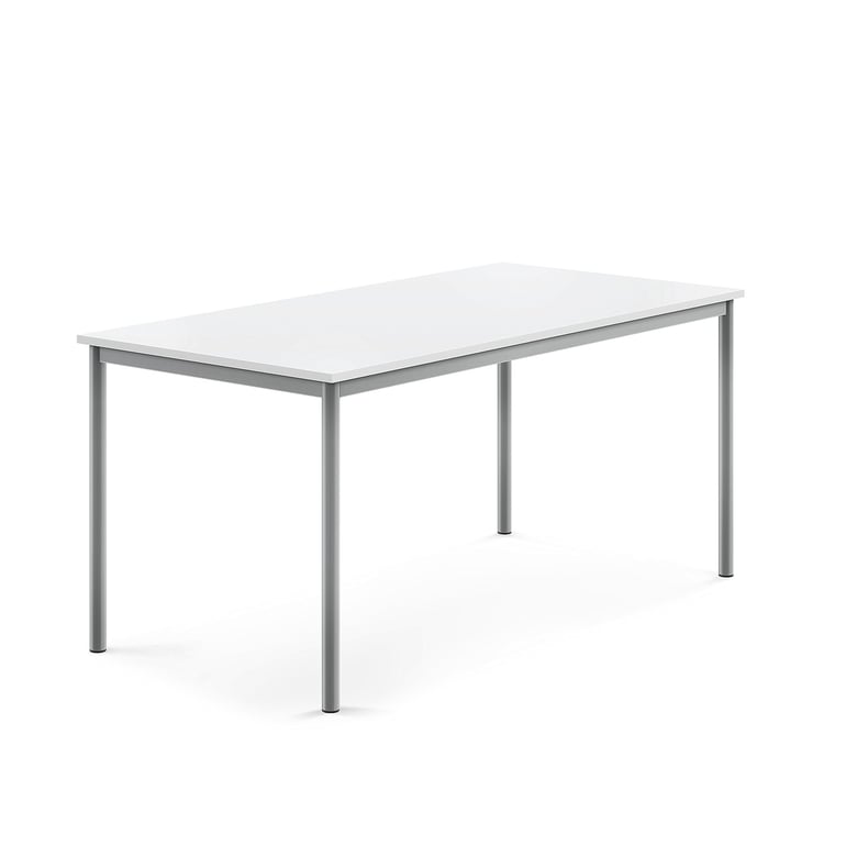 Levně Stůl BORÅS, 1600x800x720 mm, stříbrné nohy, HPL deska, bílá