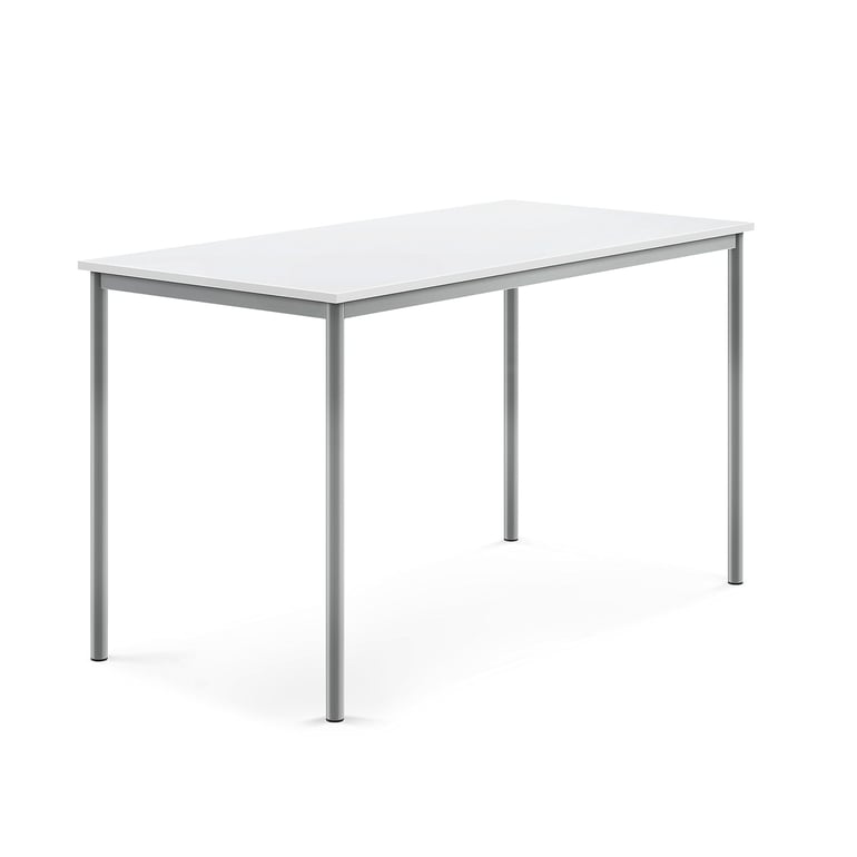 Levně Stůl BORÅS, 1600x800x900 mm, stříbrné nohy, HPL deska, bílá