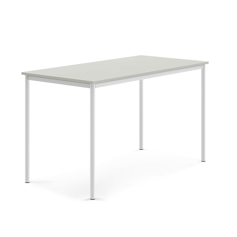 Levně Stůl BORÅS, 1600x800x900 mm, bílé nohy, HPL deska, šedá