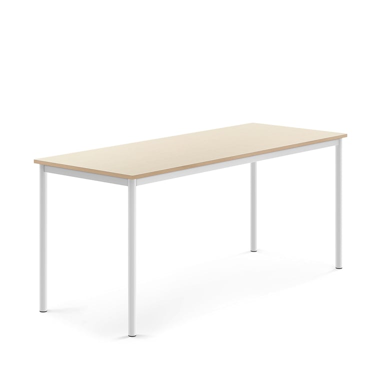 Levně Stůl BORÅS, 1800x700x760 mm, bílé nohy, HPL deska, bříza