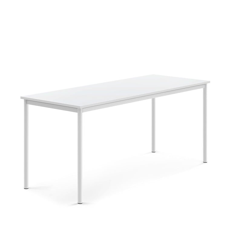 Levně Stůl BORÅS, 1800x700x760 mm, bílé nohy, HPL deska, bílá