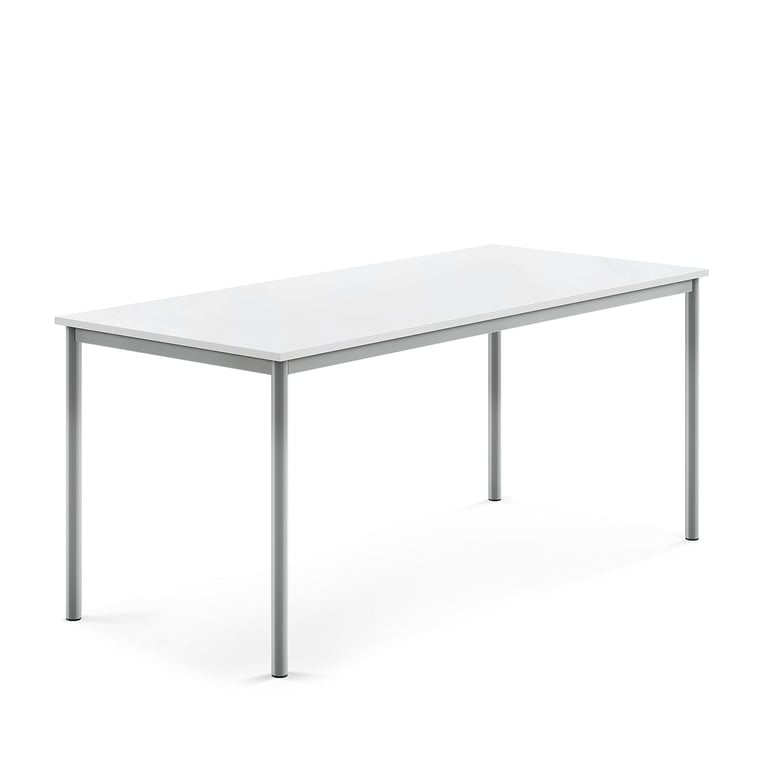 Levně Stůl BORÅS, 1800x800x760 mm, stříbrné nohy, HPL deska, bílá