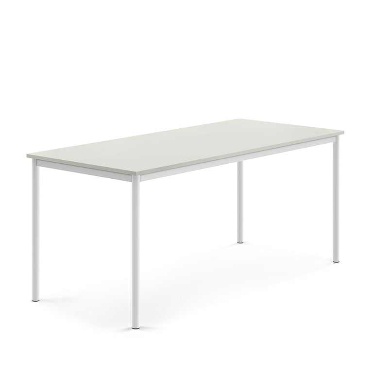 Levně Stůl BORÅS, 1800x800x760 mm, bílé nohy, HPL deska, šedá