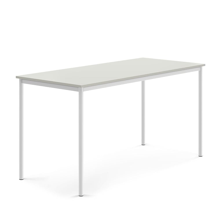 Levně Stůl BORÅS, 1800x800x900 mm, bílé nohy, HPL deska, šedá