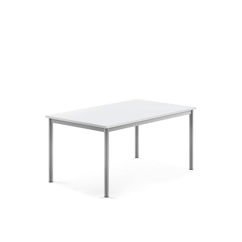 Levně Stůl BORÅS, 1200x800x600 mm, stříbrné nohy, HPL deska, bílá