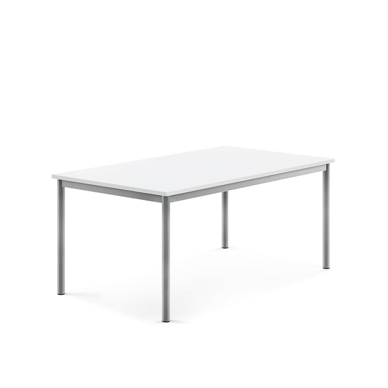 Levně Stůl BORÅS, 1400x800x600 mm, stříbrné nohy, HPL deska, bílá