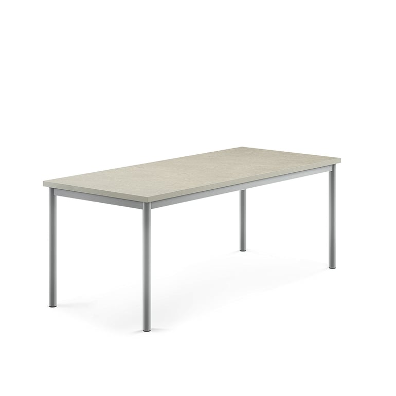 Levně Stůl SONITUS, 1600x700x600 mm, stříbrné nohy, deska s linoleem, šedá