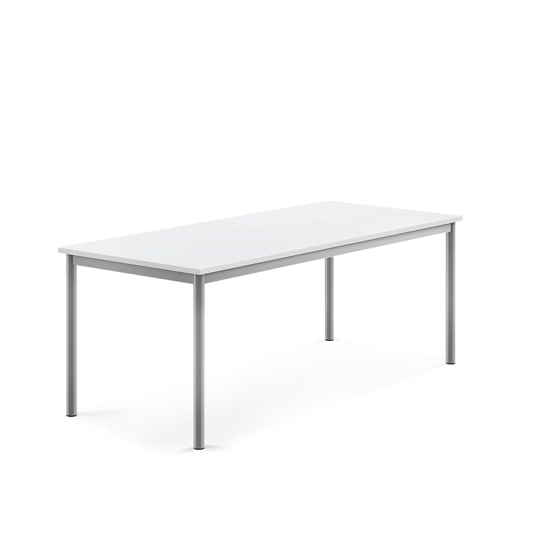 Levně Stůl BORÅS, 1600x700x600 mm, stříbrné nohy, HPL deska, bílá