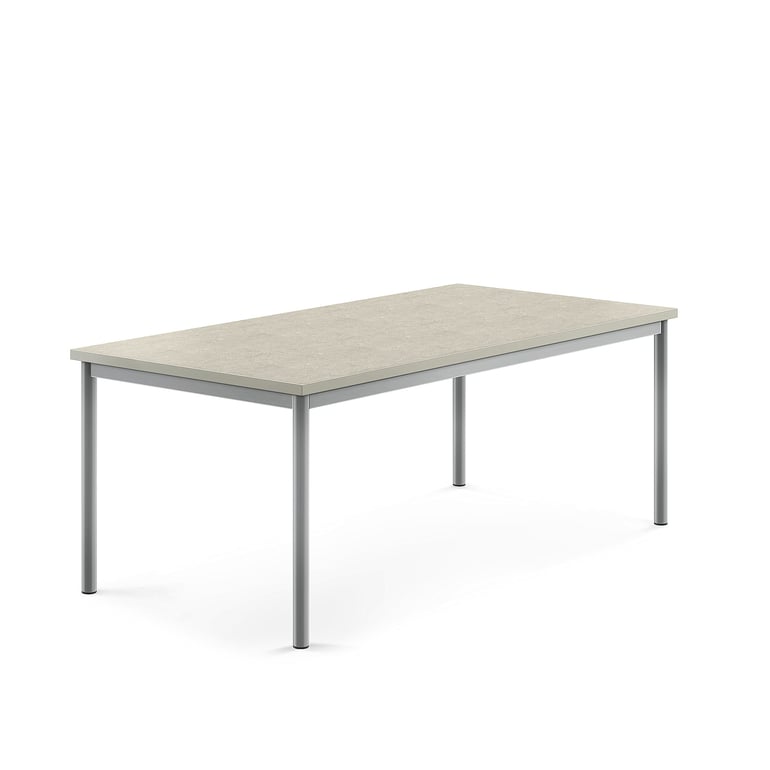Levně Stůl SONITUS, 1600x800x600 mm, stříbrné nohy, deska s linoleem, šedá