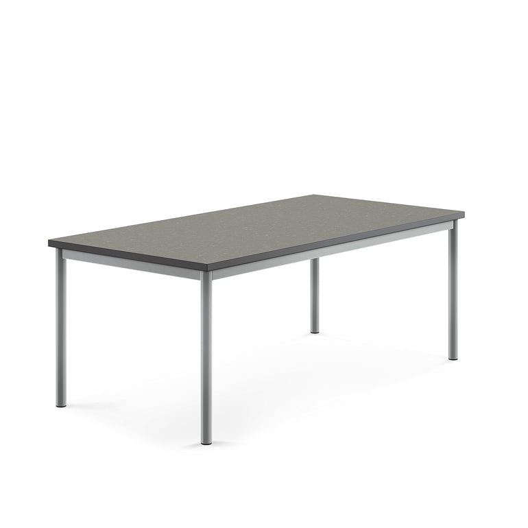 Levně Stůl SONITUS, 1600x800x600 mm, stříbrné nohy, deska s linoleem, tmavě šedá