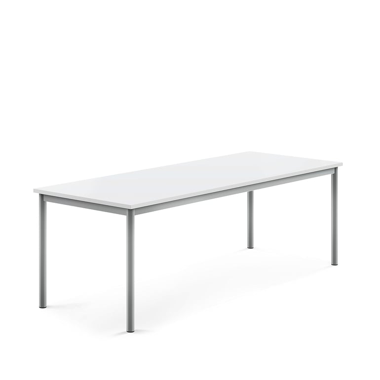Levně Stůl BORÅS, 1800x700x600 mm, stříbrné nohy, HPL deska, bílá