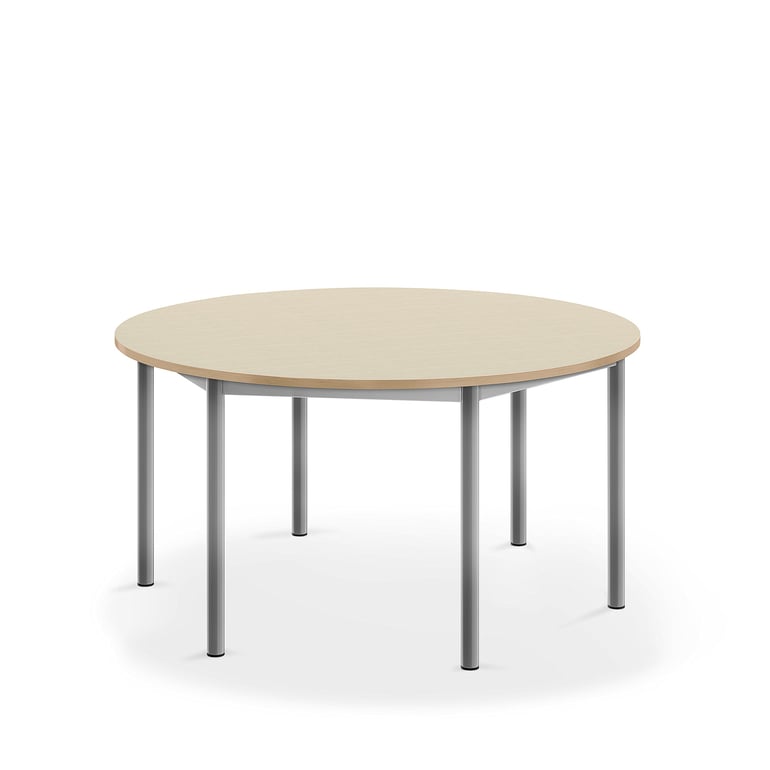 Levně Stůl BORÅS, Ø1200x600 mm, stříbrné nohy, HPL deska, bříza