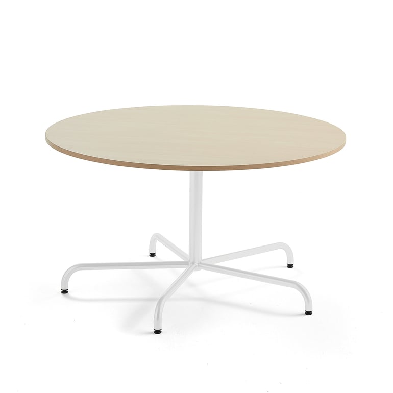 Levně Stůl PLURAL, Ø1300x720 mm, akustická HPL deska, bříza, bílá