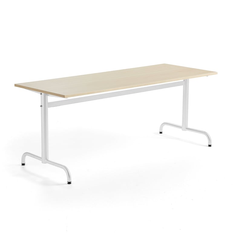 Levně Stůl PLURAL, 1800x700x720 mm, akustická HPL deska, bříza, bílá