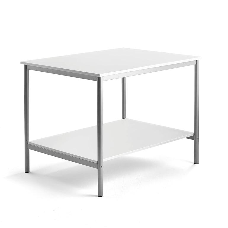 Levně Pracovní stůl, 1200x900 mm, bílá, stříbrná