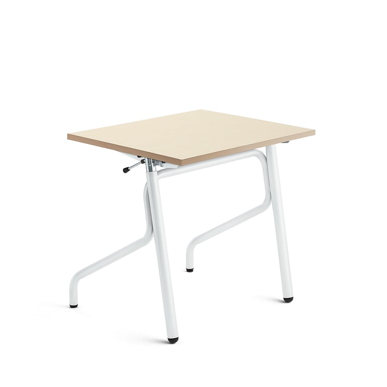 Levně Školní lavice ADJUST, výškově nastavitelná, 700x600 mm, HPL deska tlumící hluk, bříza, bílá