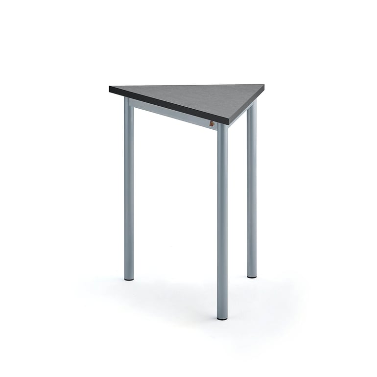 Levně Stůl SONITUS TRIANGEL, 700x600x720 mm, stříbrné nohy, deska s linoleem, tmavě šedá