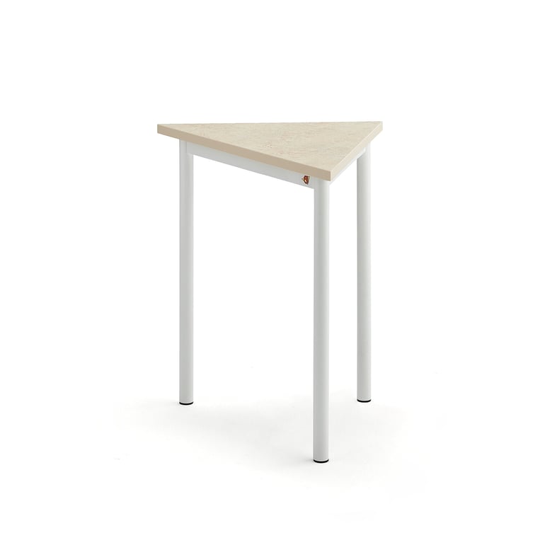 Levně Stůl SONITUS TRIANGEL, 700x600x720 mm, bílé nohy, deska s linoleem, béžová
