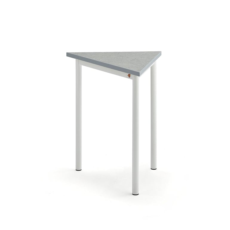 Levně Stůl SONITUS TRIANGEL, 700x600x720 mm, bílé nohy, deska s linoleem, šedá