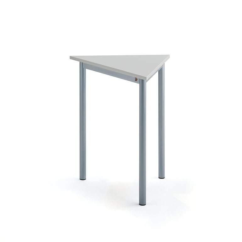 Levně Stůl SONITUS TRIANGEL, 700x600x720 mm, stříbrné nohy, HPL deska tlumící hluk, šedá