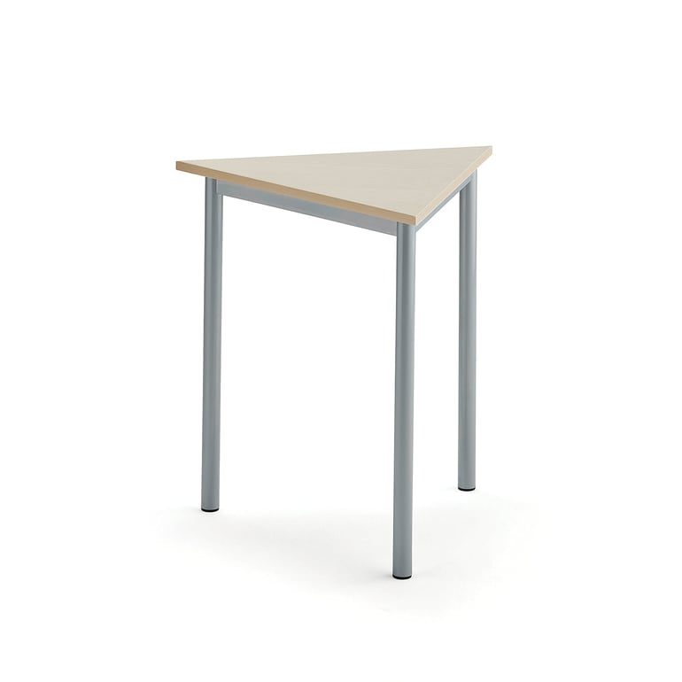 Levně Stůl SONITUS TRIANGEL, 700x700x720 mm, stříbrné nohy, HPL deska tlumící hluk, bříza