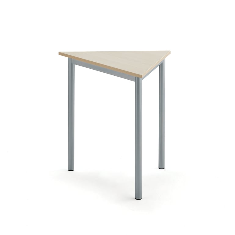 Levně Stůl SONITUS TRIANGEL, 800x700x720 mm, stříbrné nohy, HPL deska tlumící hluk, bříza