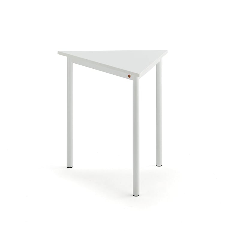 Levně Stůl SONITUS TRIANGEL, 800x700x720 mm, bílé nohy, HPL deska tlumící hluk, bílá