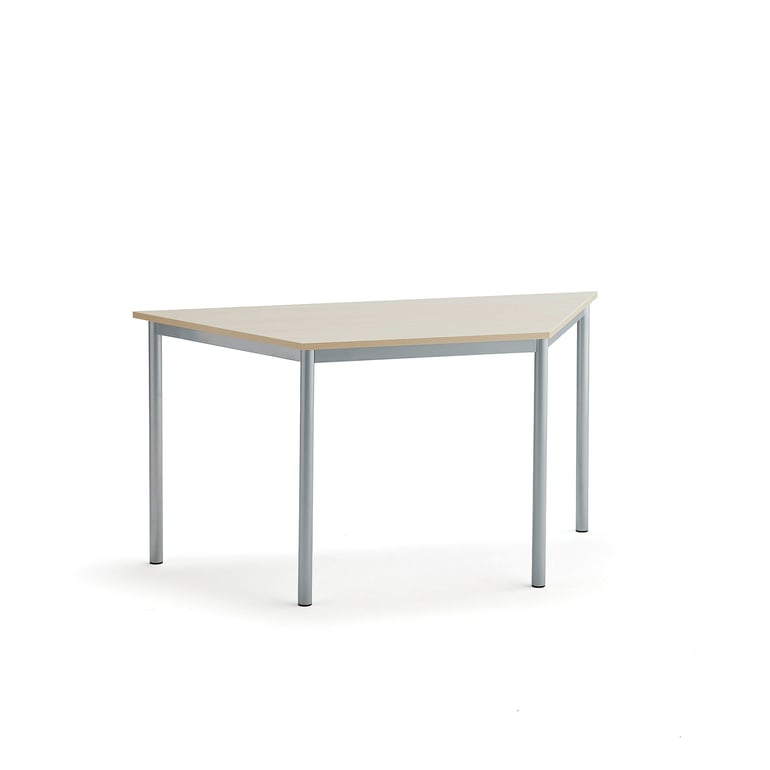 Levně Stůl SONITUS TRAPETS, 1400x700x720 mm, stříbrné nohy, HPL deska tlumící hluk, bříza