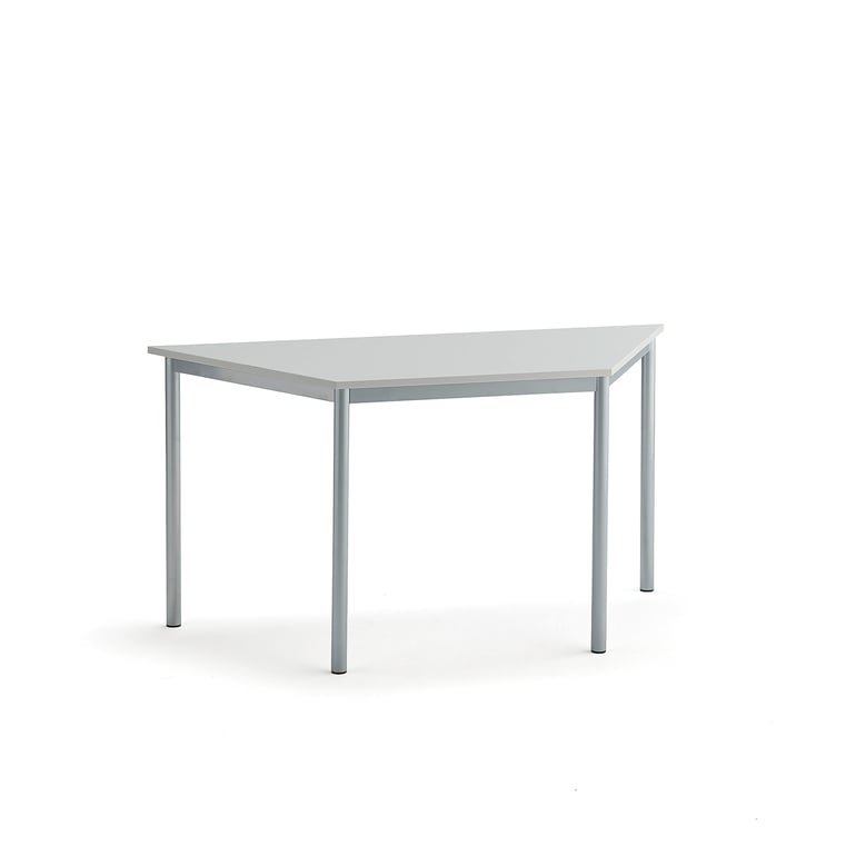 Levně Stůl SONITUS TRAPETS, 1400x700x720 mm, stříbrné nohy, HPL deska tlumící hluk, šedá