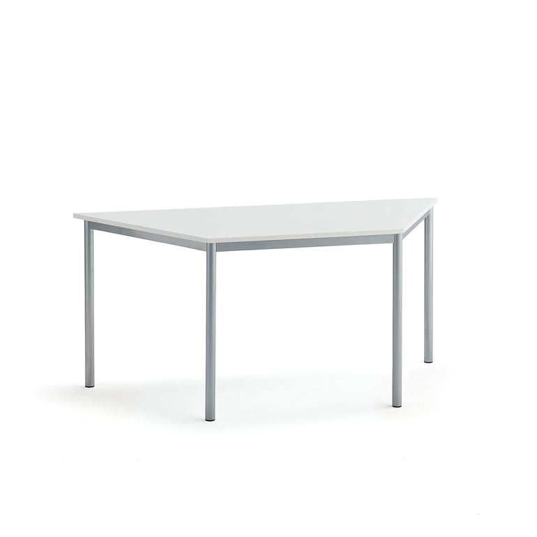Levně Stůl SONITUS TRAPETS, 1600x800x720 mm, stříbrné nohy, HPL deska tlumící hluk, bílá