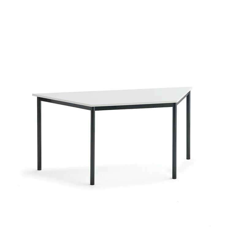 Levně Stůl SONITUS TRAPETS, 1600x800x720 mm, antracitově šedé nohy, HPL deska tlumící hluk, bílá