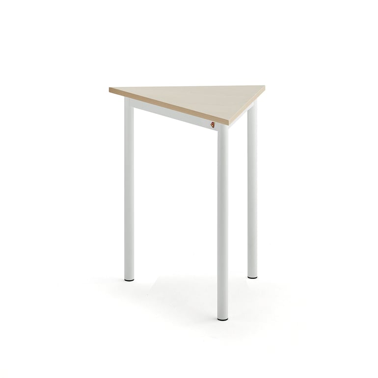 Levně Stůl BORÅS TRIANGEL, 700x600x720 mm, bílé nohy, HPL deska, bříza