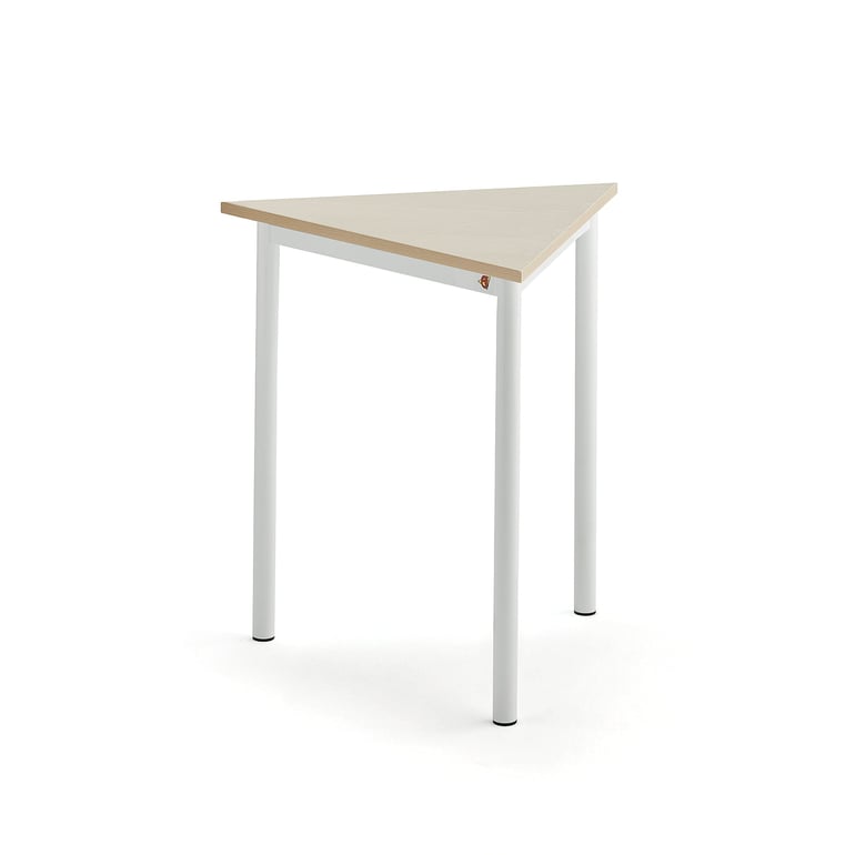 Levně Stůl BORÅS TRIANGEL, 700x700x720 mm, bílé nohy, HPL deska, bříza
