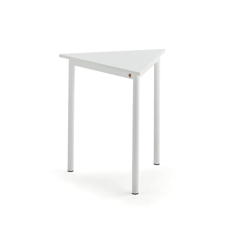 Levně Stůl BORÅS TRIANGEL, 700x700x720 mm, bílé nohy, HPL deska, bílá