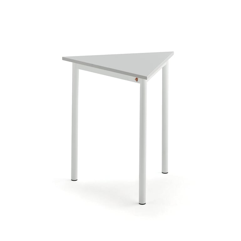 Levně Stůl BORÅS TRIANGEL, 700x700x720 mm, bílé nohy, HPL deska, šedá