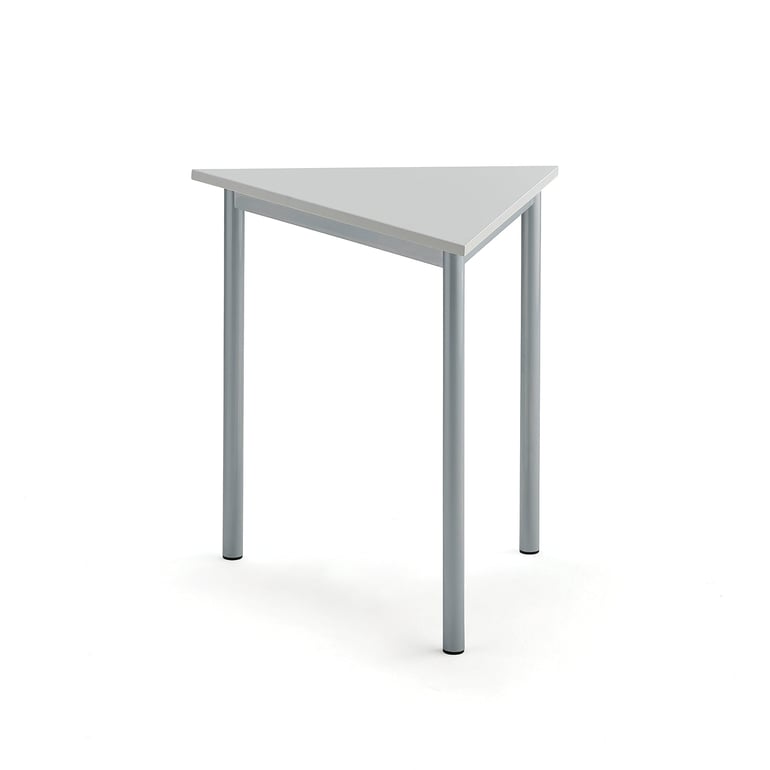 Levně Stůl BORÅS TRIANGEL, 800x700x720 mm, stříbrné nohy, HPL deska, šedá