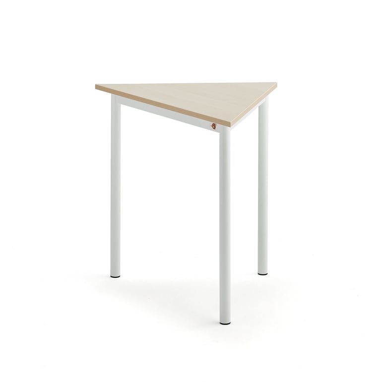 Levně Stůl BORÅS TRIANGEL, 800x700x720 mm, bílé nohy, HPL deska, bříza