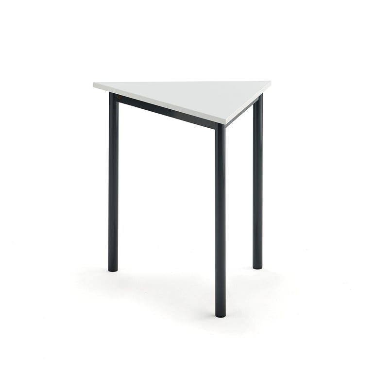 Levně Stůl BORÅS TRIANGEL, 800x700x720 mm, antracitově šedé nohy, HPL deska, bílá