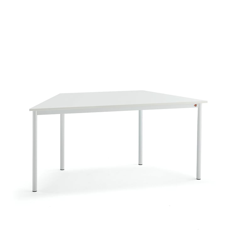 Levně Stůl BORÅS TRAPETS, 1600x800x720 mm, bílé nohy, HPL deska, bílá