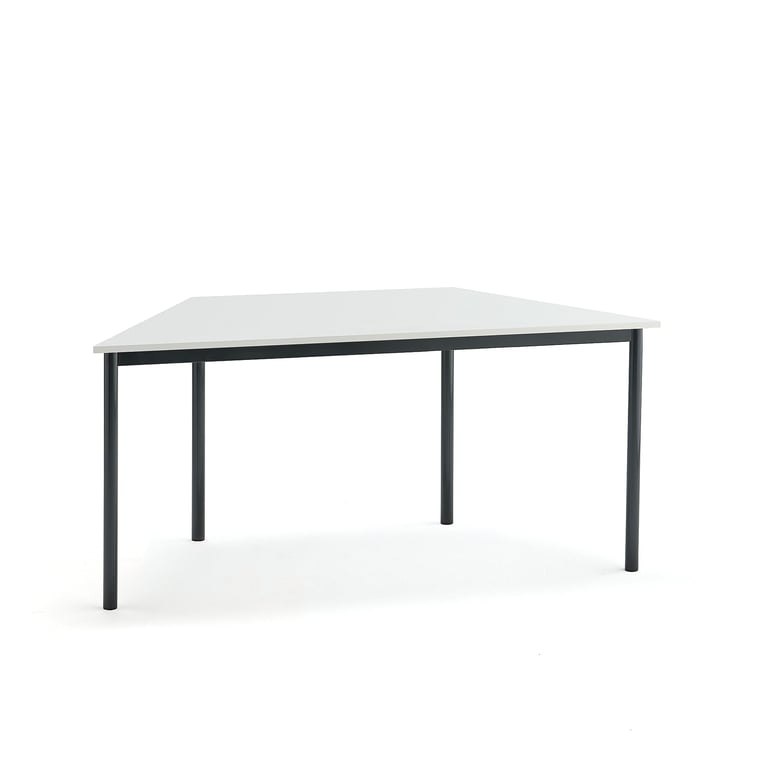 Levně Stůl BORÅS TRAPETS, 1600x800x720 mm, antracitově šedé nohy, HPL deska, bílá