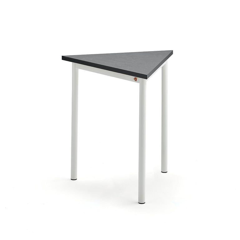 Levně Stůl SONITUS TRIANGEL, 700x700x720 mm, bílé nohy, deska s linoleem, tmavě šedá